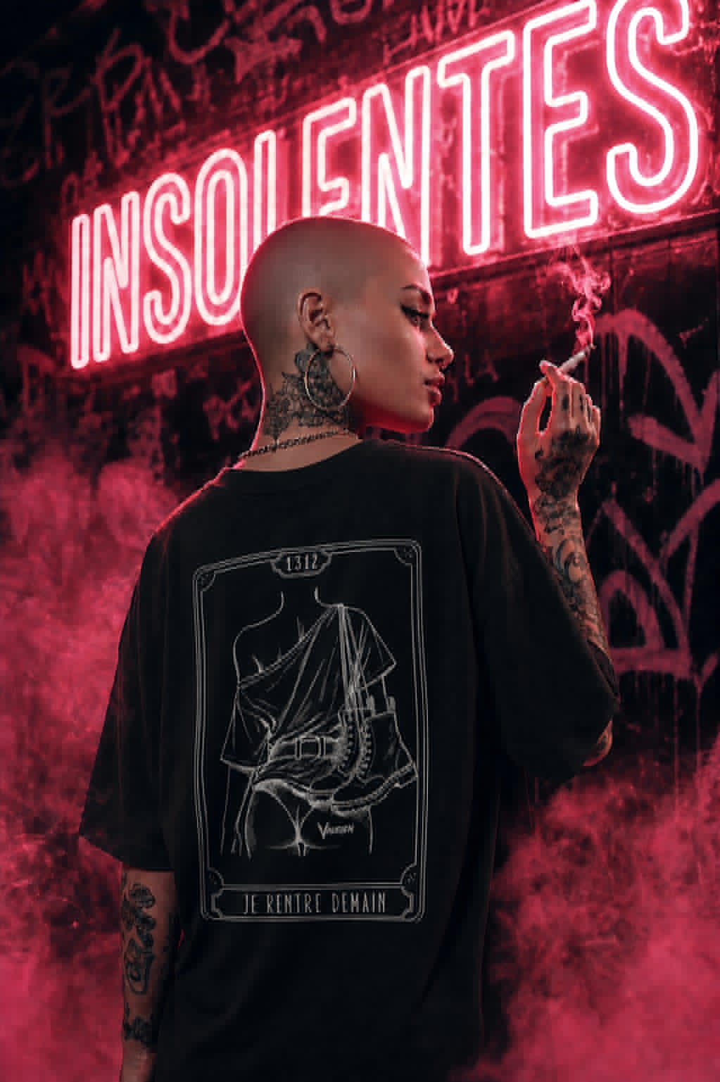 Unisex organic oversized high neck t-shirt Je rentre demain